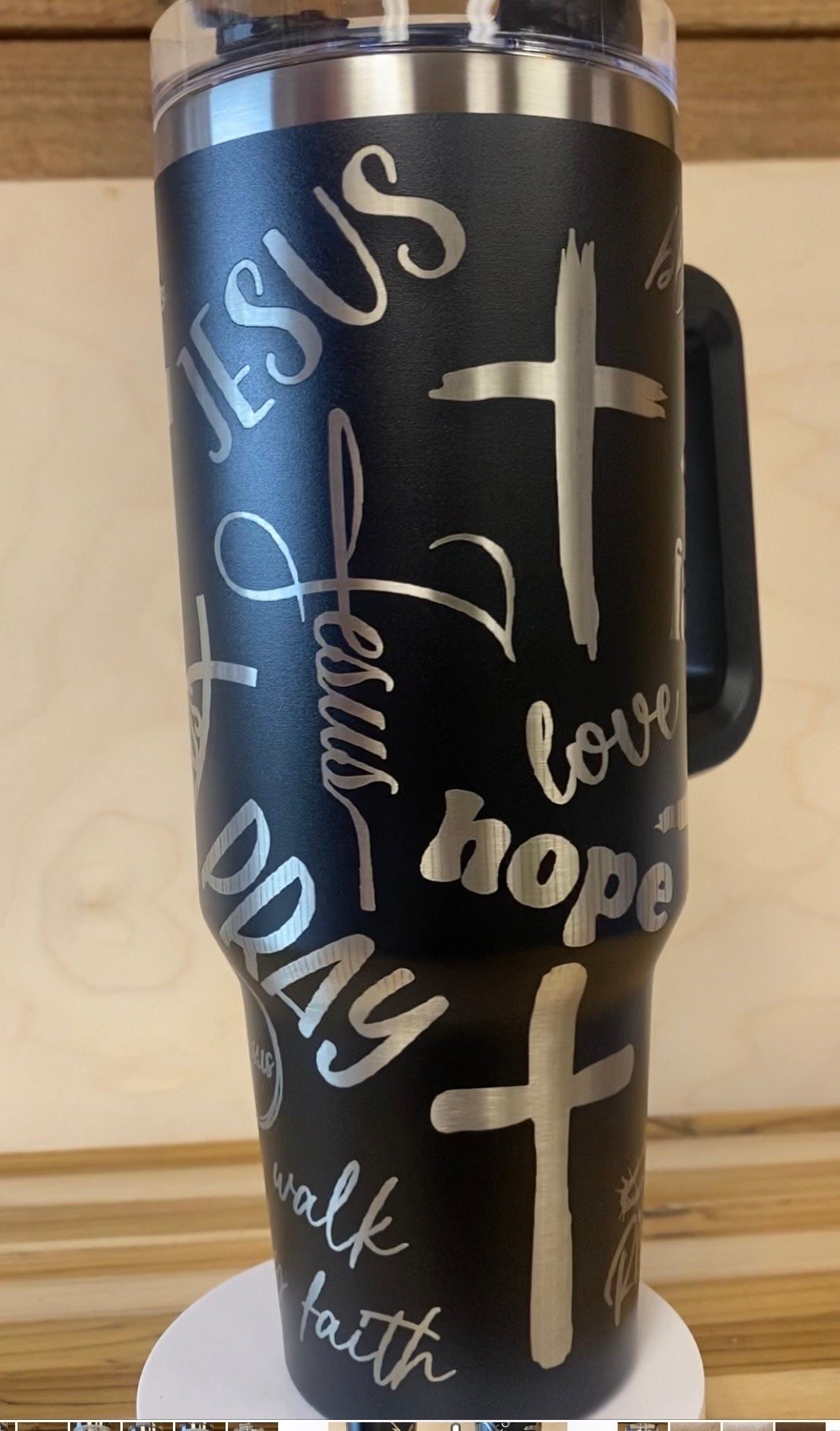 40 0z Laser Engraved Tumbler Faith Love Trust - JennyJacks,llc.