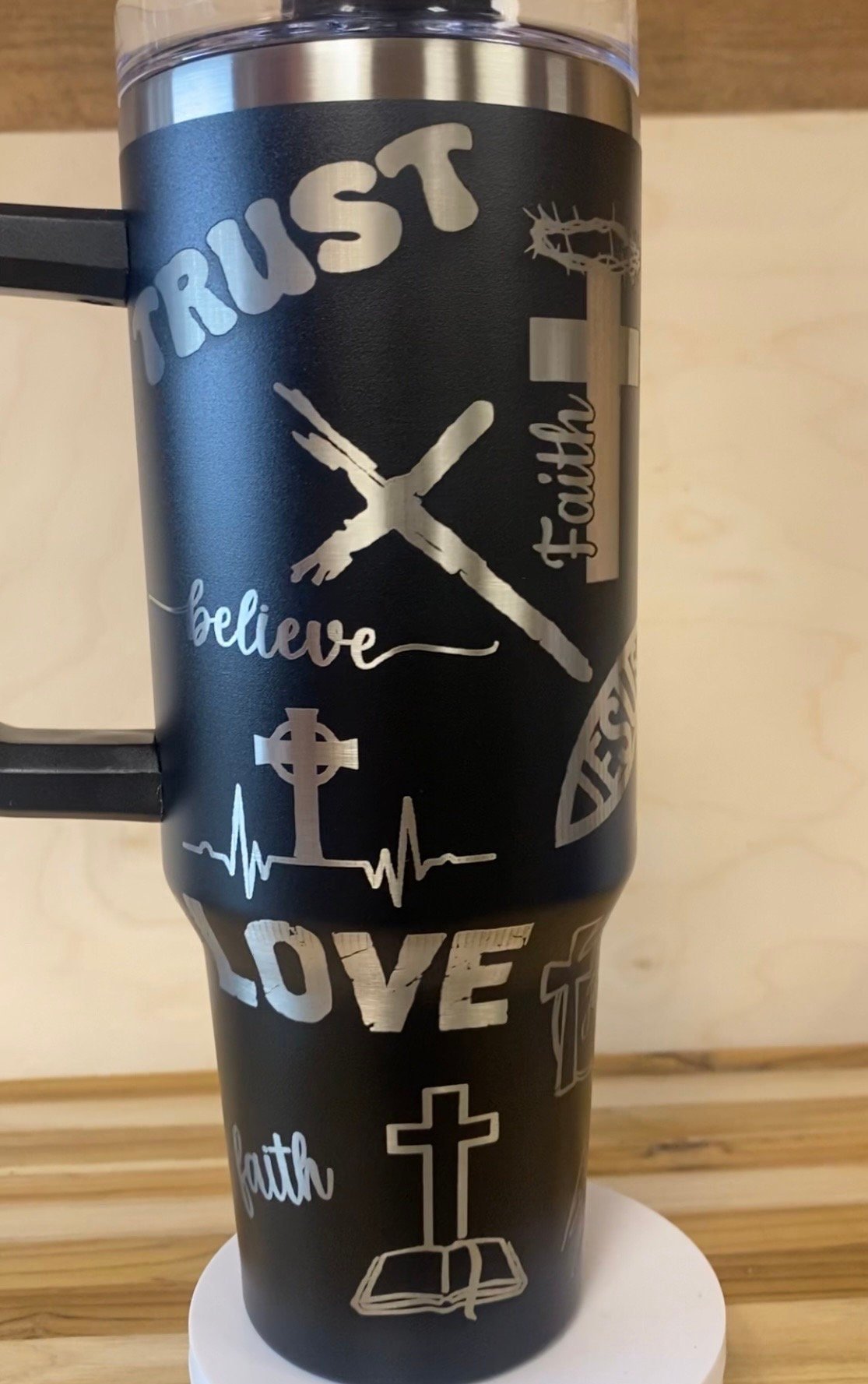 40 0z Laser Engraved Tumbler Faith Love Trust - JennyJacks,llc.