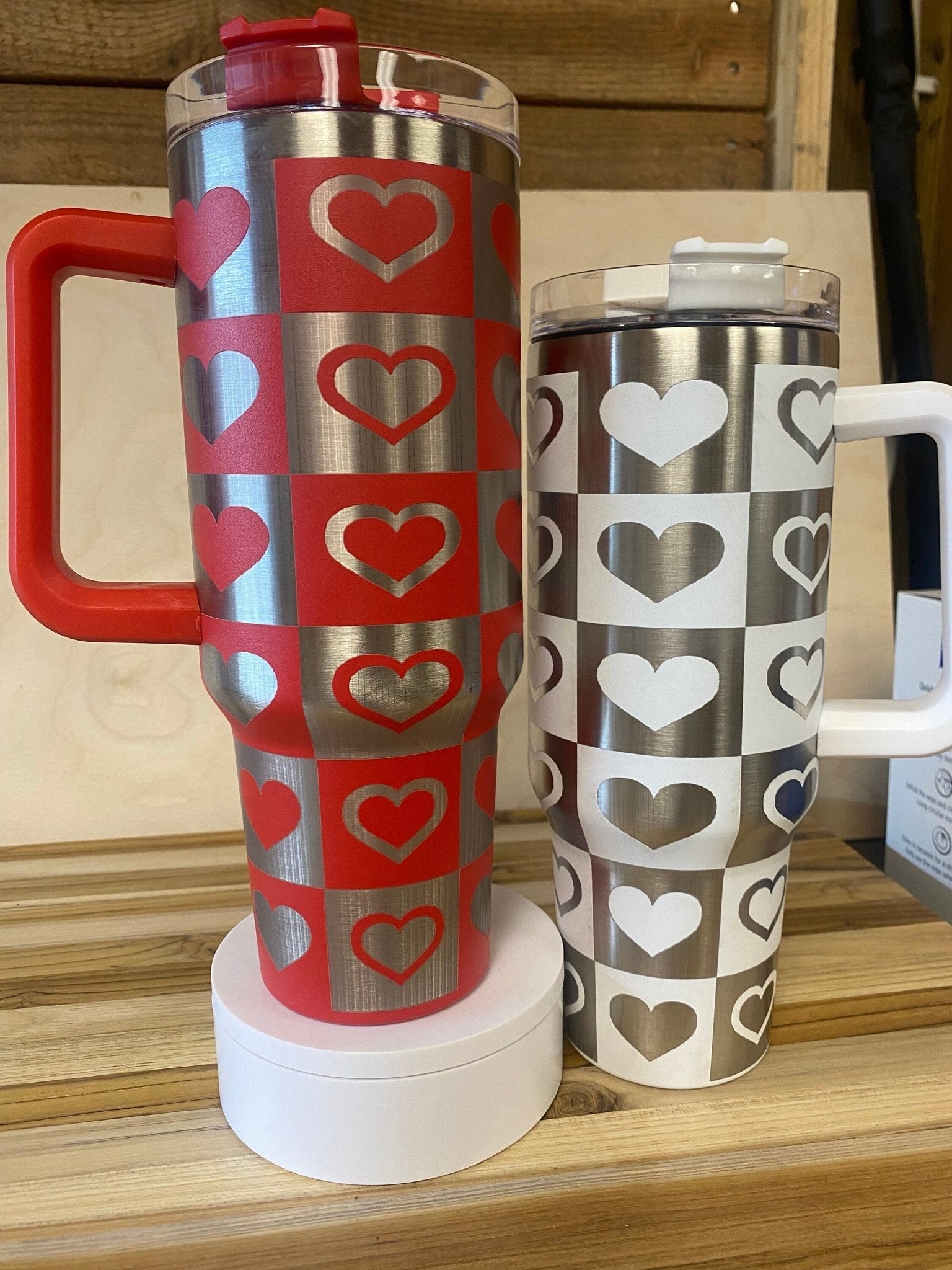 40 0z Laser Engraved Tumbler Valentine Hearts - JennyJacks,llc.