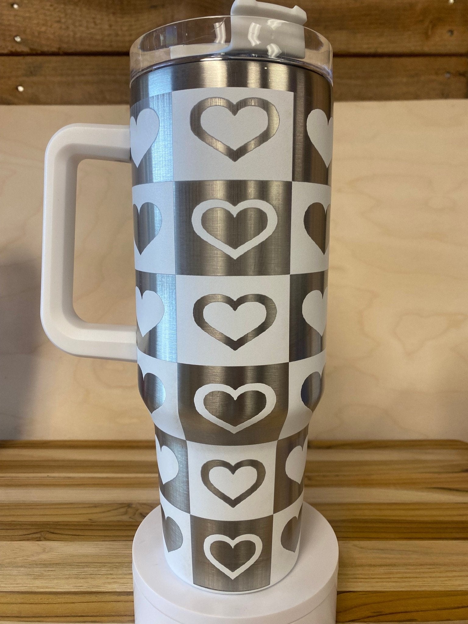 40 0z Laser Engraved Tumbler Valentine Hearts - JennyJacks,llc.