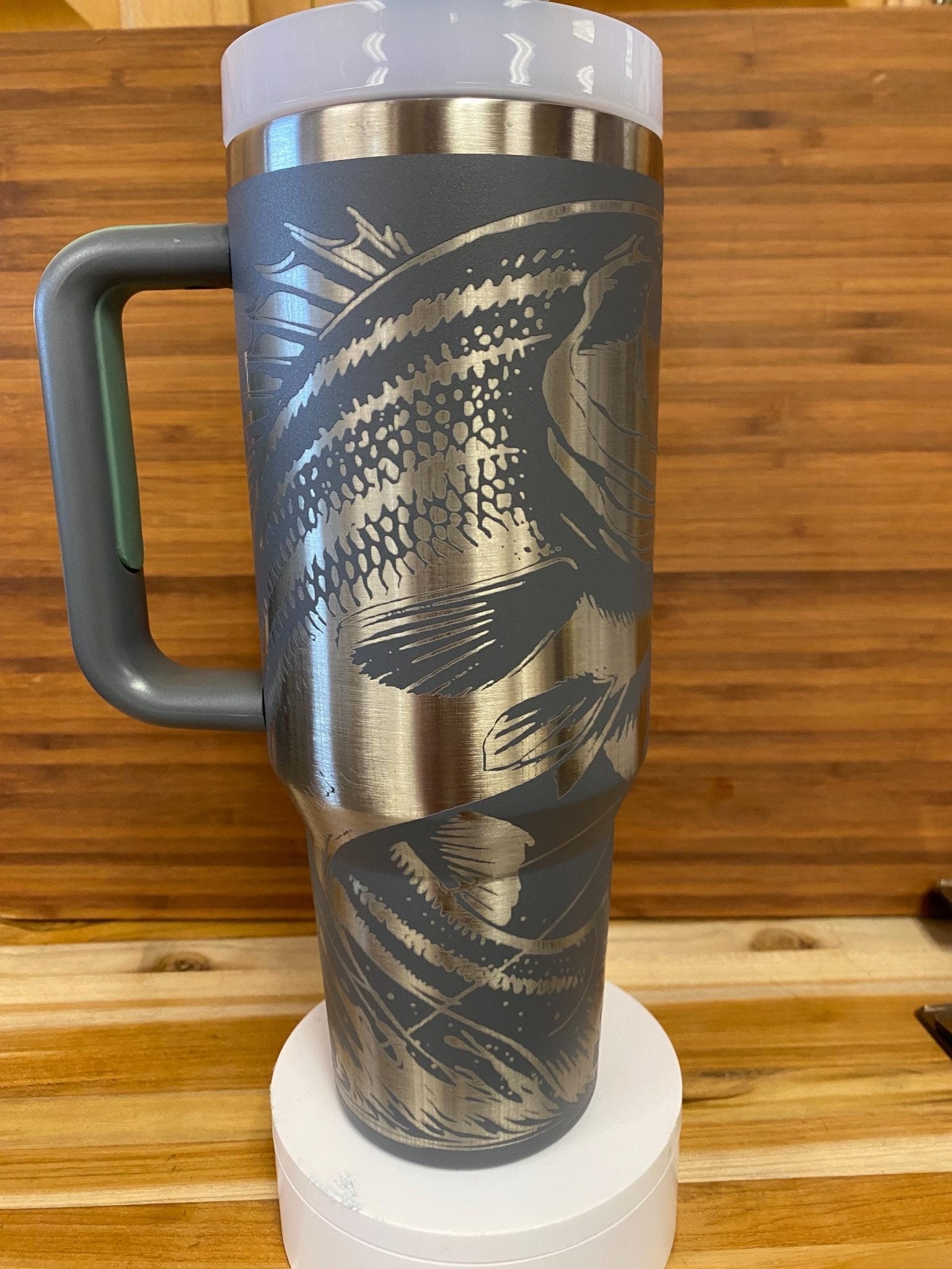 40 0z Laser Engraved Unbranded Tumbler Fishing - JennyJacks,llc.