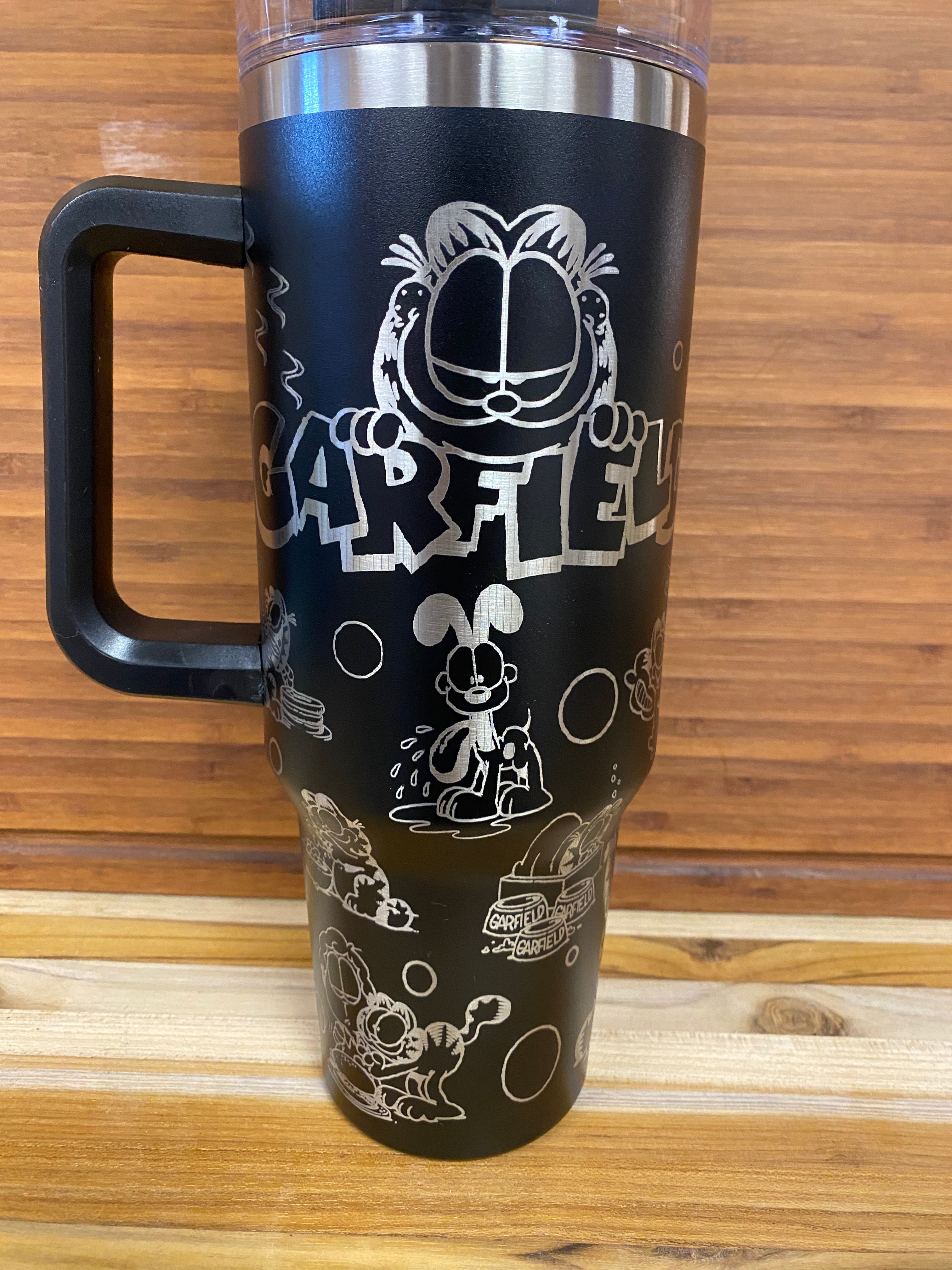 40oz Laser engraved unbranded tumbler Garfield