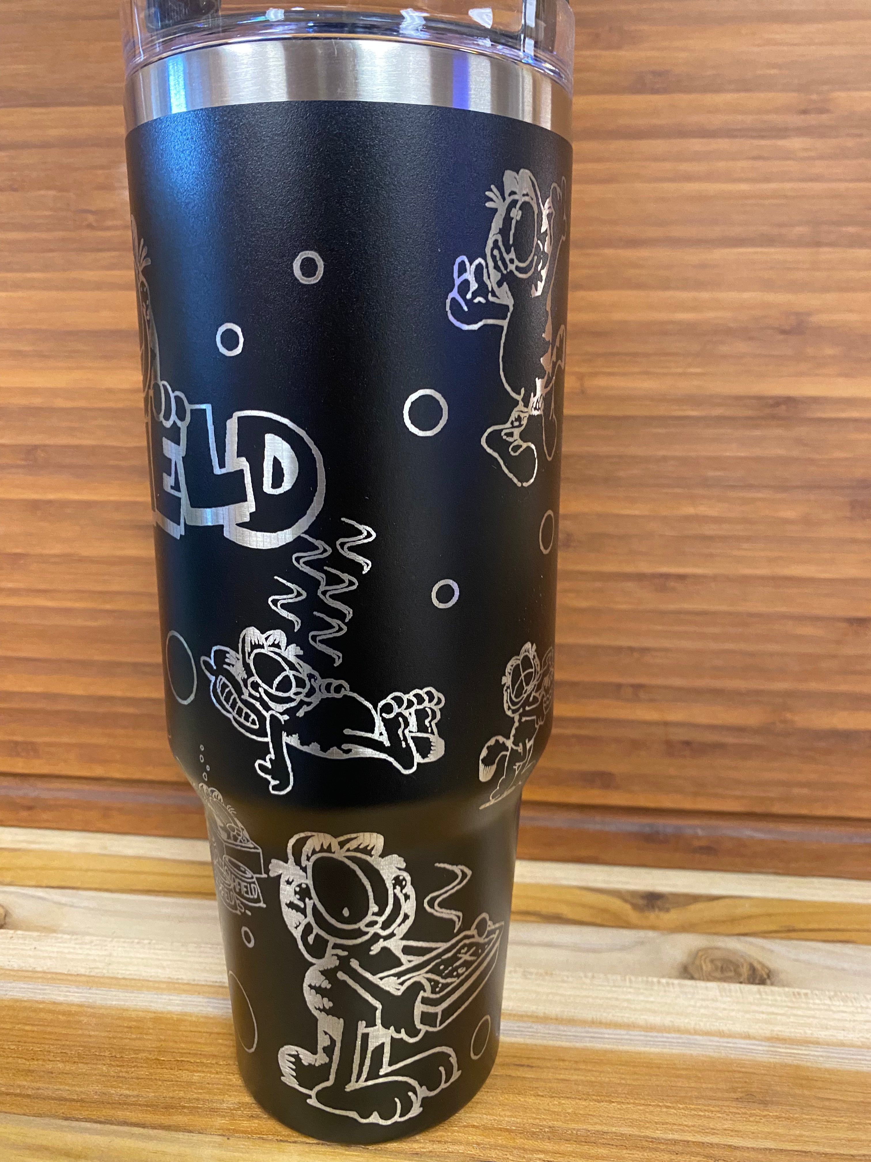 40oz Laser engraved unbranded tumbler Garfield