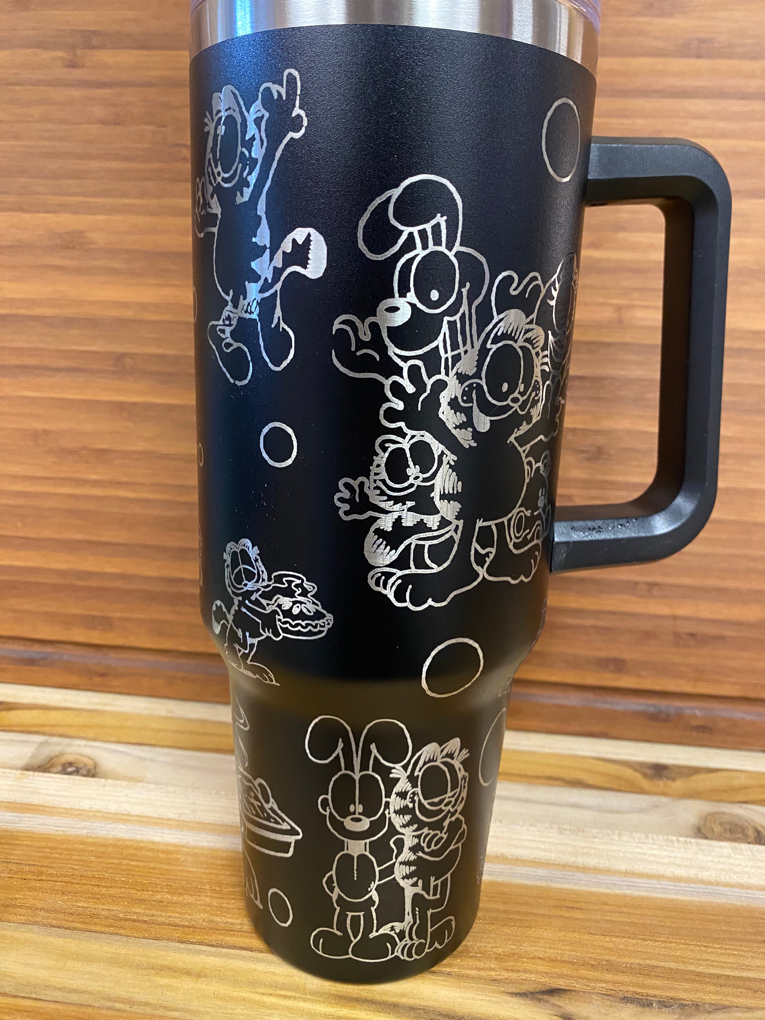 40oz Laser engraved unbranded tumbler Garfield