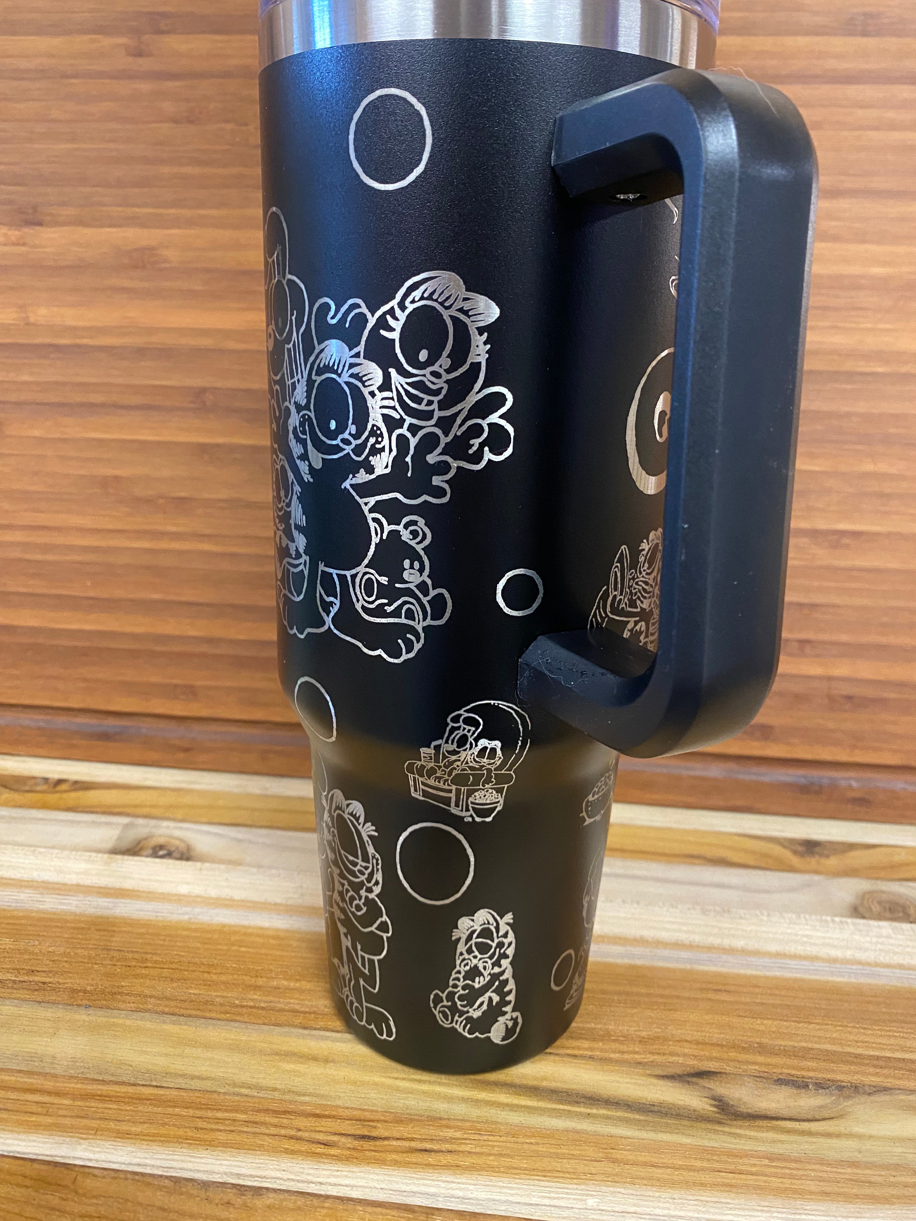 40oz Laser engraved unbranded tumbler Garfield