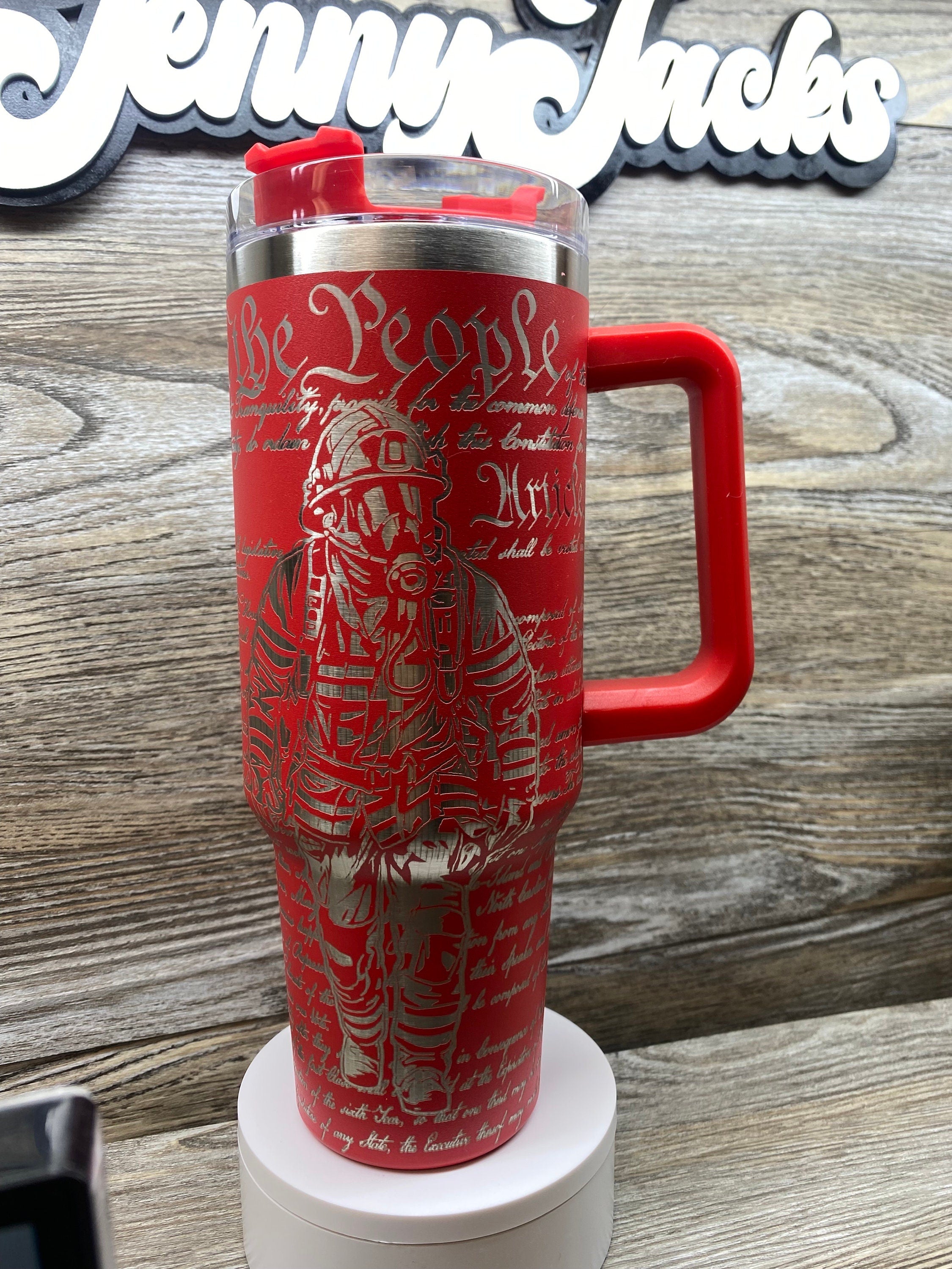 40 oz unbranded tumbler We The People Fireman