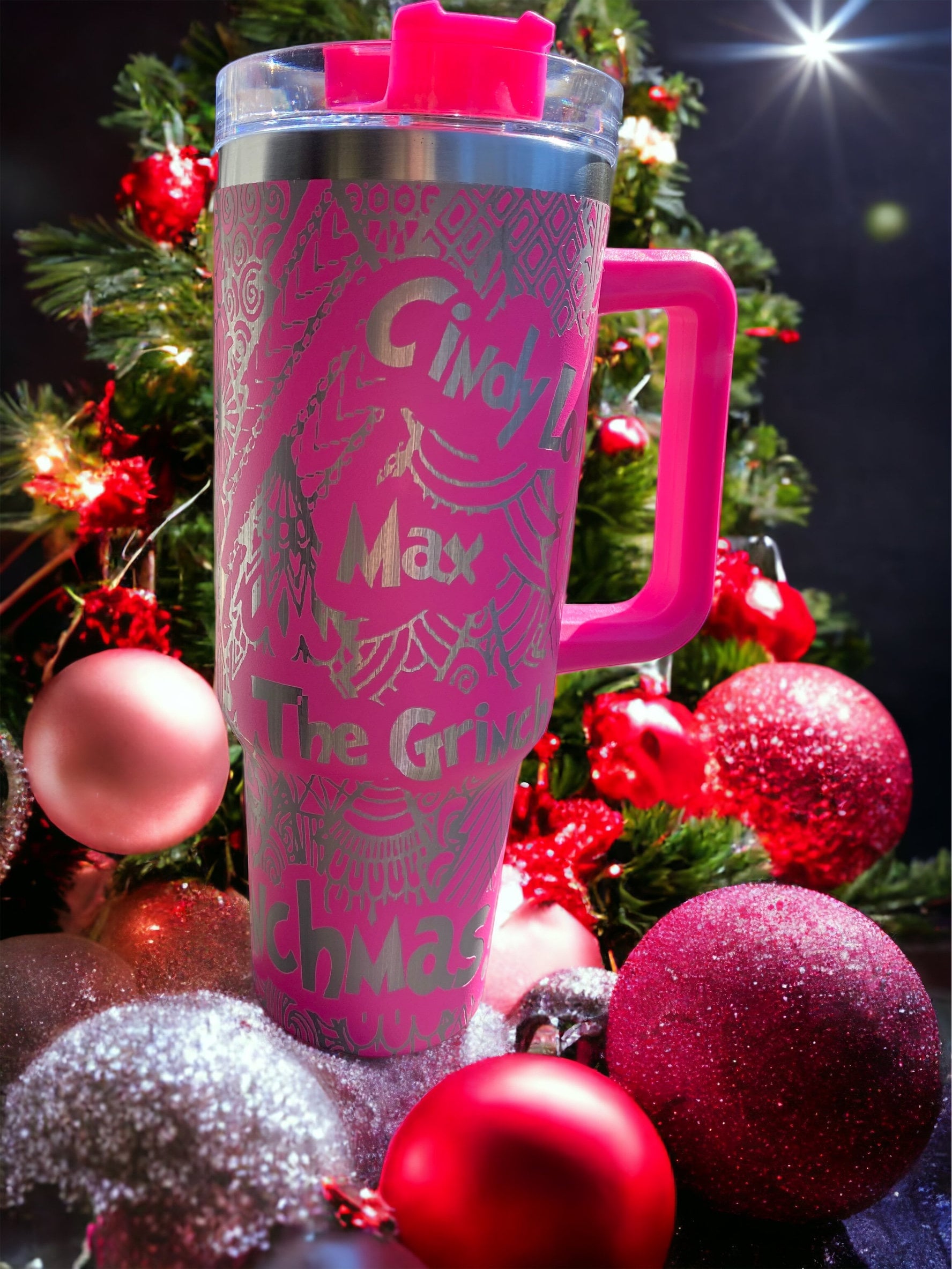 40 oz laser engraved unbranded tumbler Cindy Lou