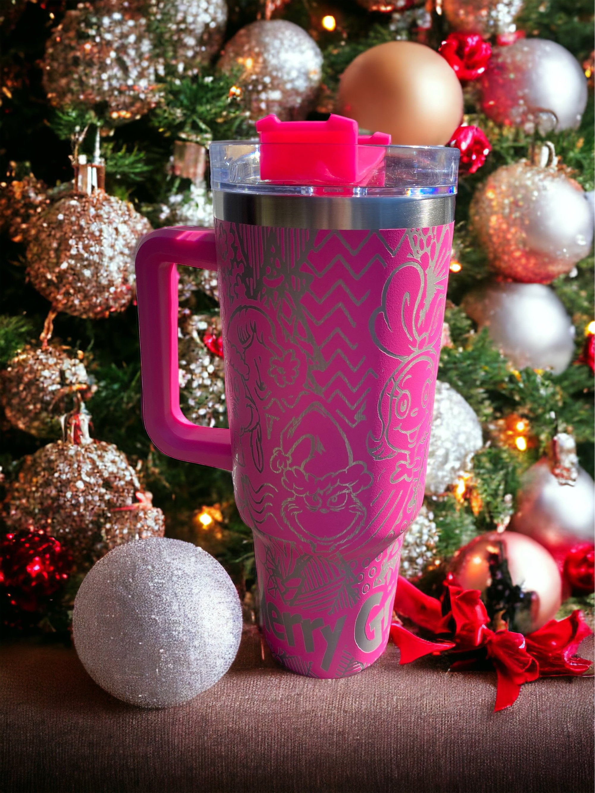 40 oz laser engraved unbranded tumbler Cindy Lou