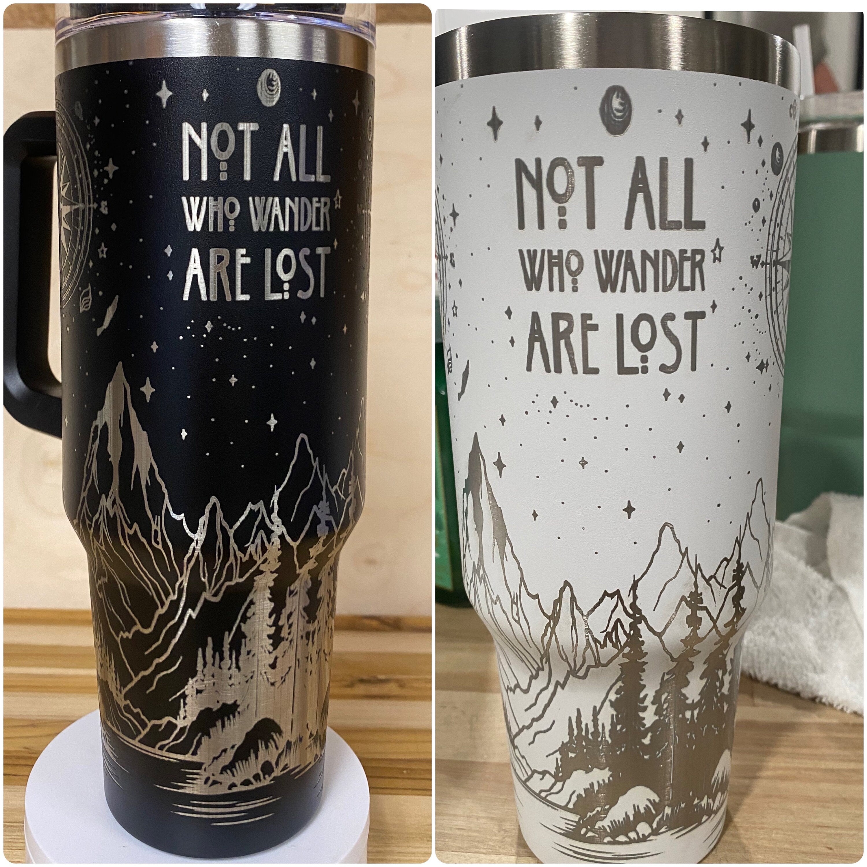 40 oz Laser Engraved Unbranded Tumbler Not All Who Wander Are Lost