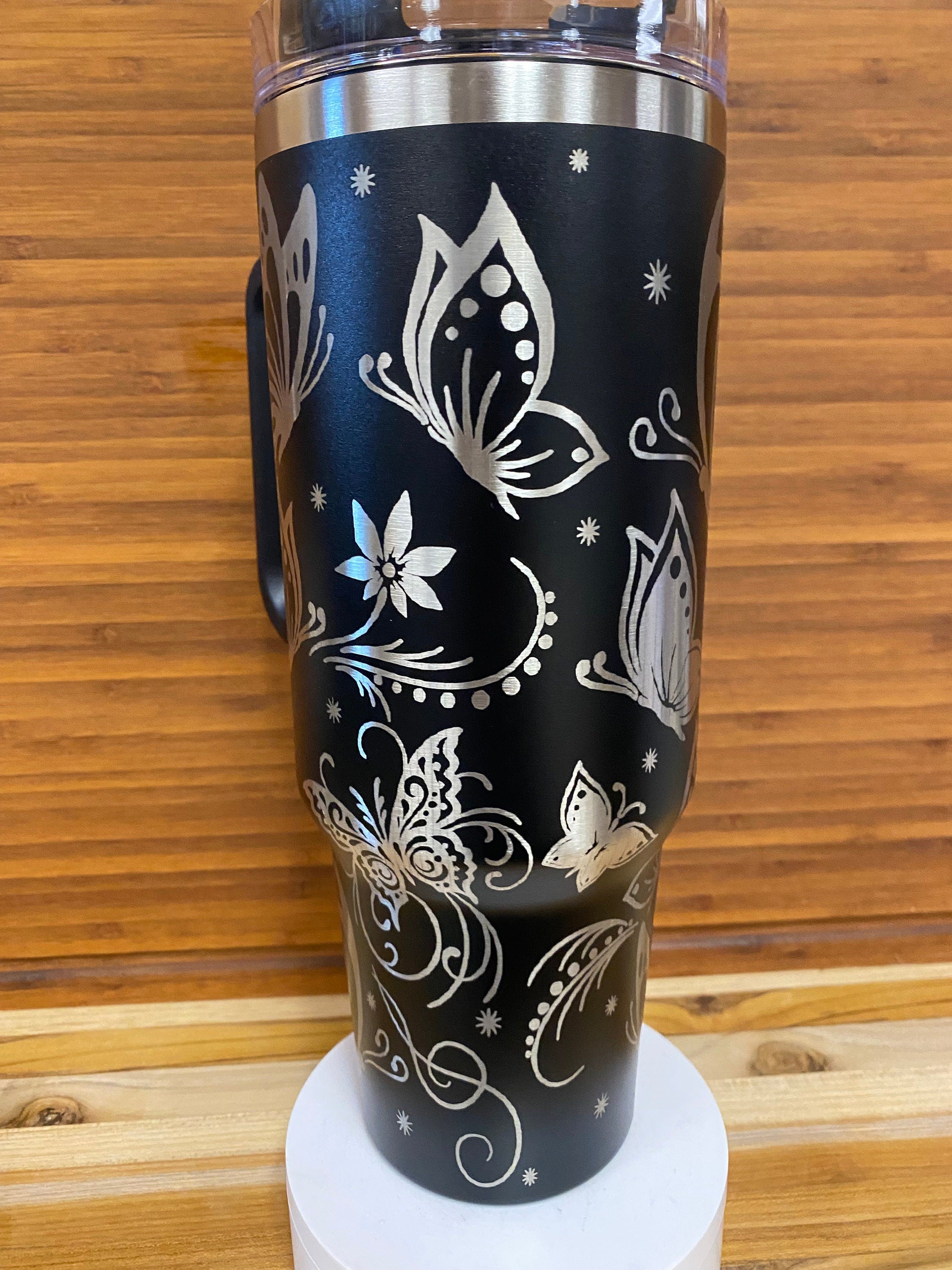 40 oz Laser Engraved Unbranded Tumbler Butterfly