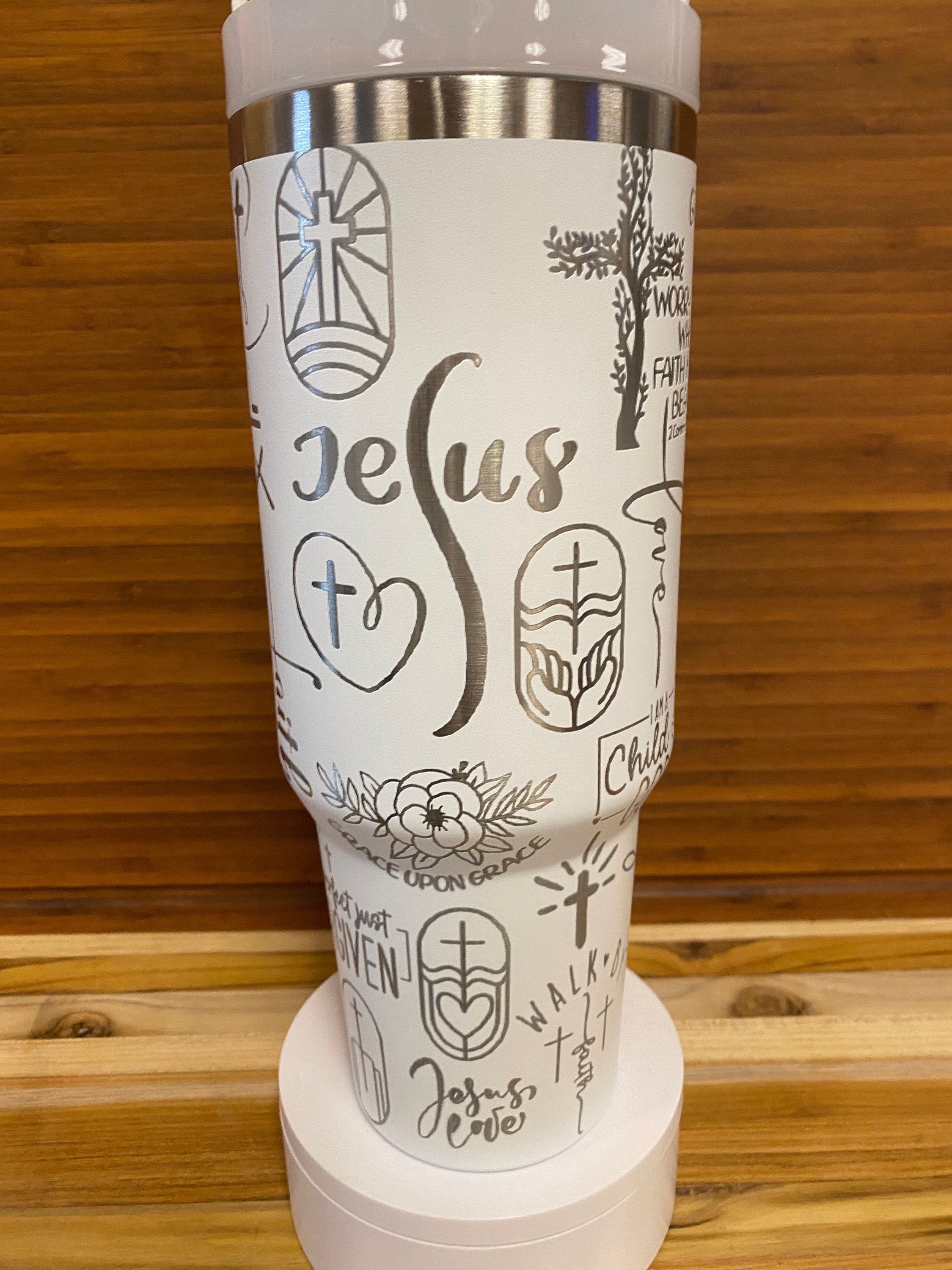 40 oz Laser Engraved Unbranded Tumbler Christian Religious