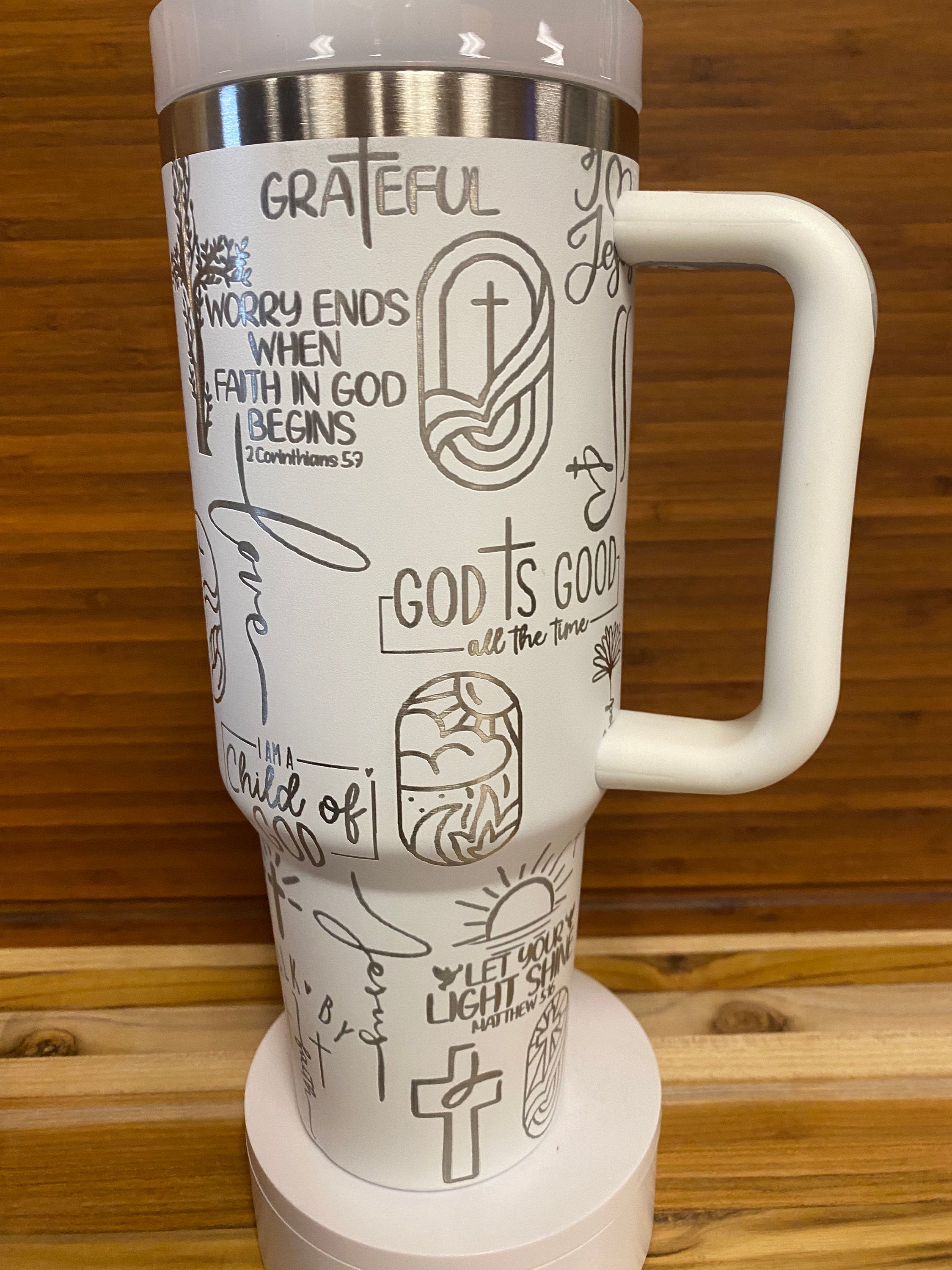 40 oz Laser Engraved Unbranded Tumbler Christian Religious