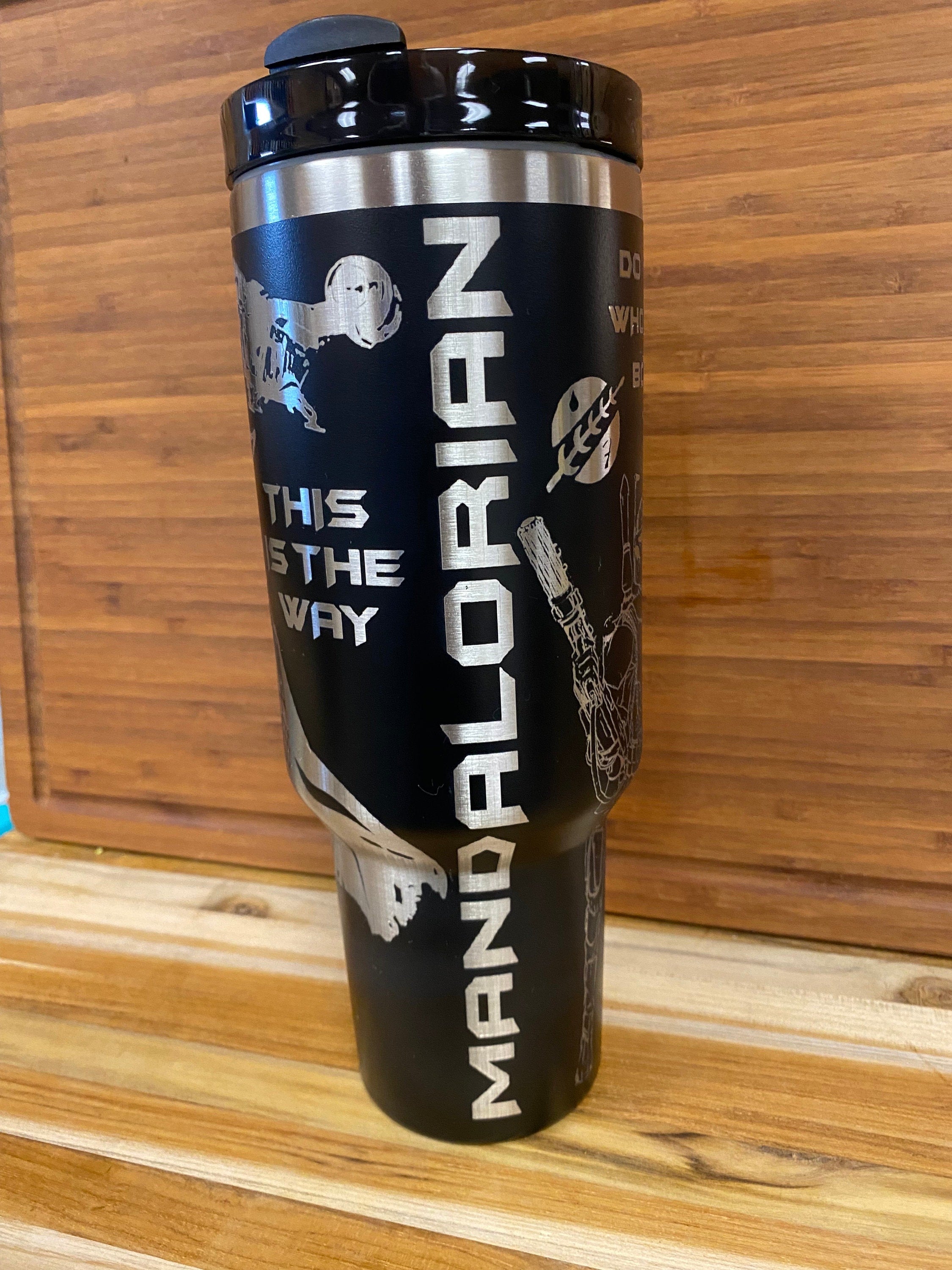 40 oz Laser Engraved Unbranded Tumbler Mandolorian