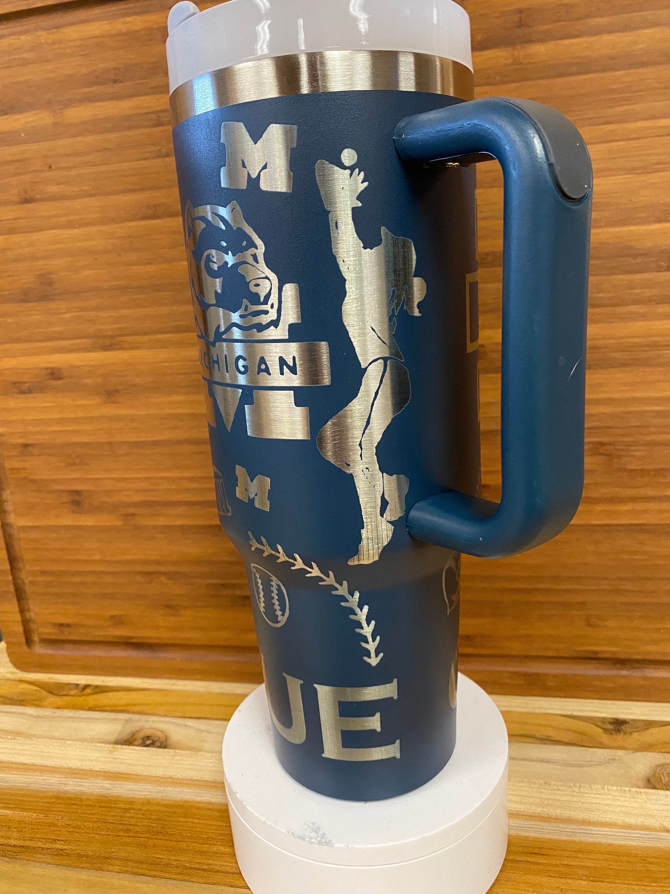 40 0z Laser Engraved Tumbler Softball Michigan