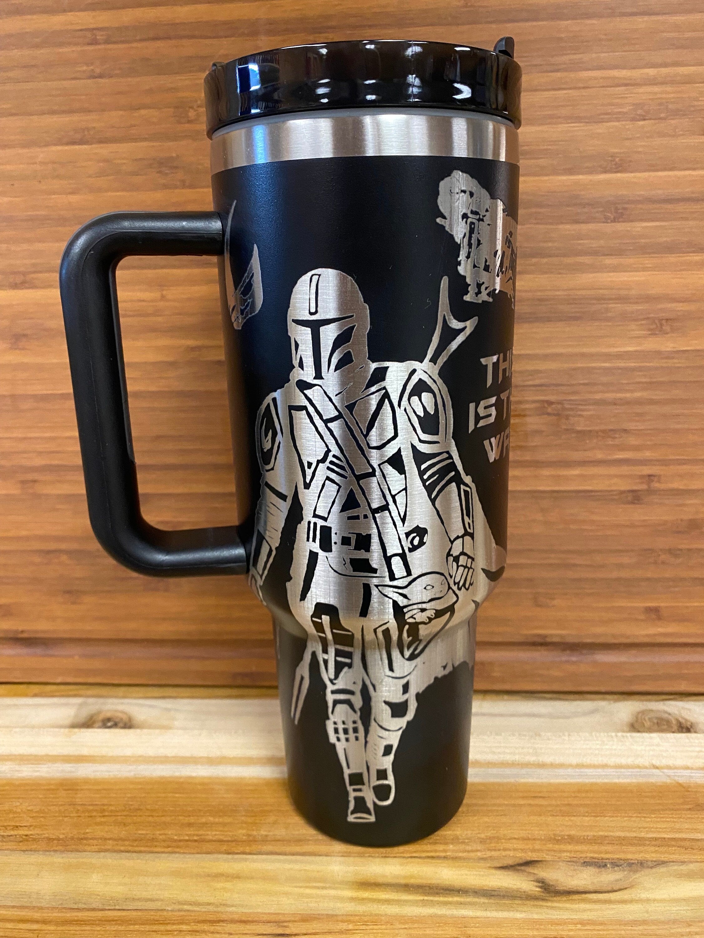 40 oz Laser Engraved Unbranded Tumbler Mandolorian