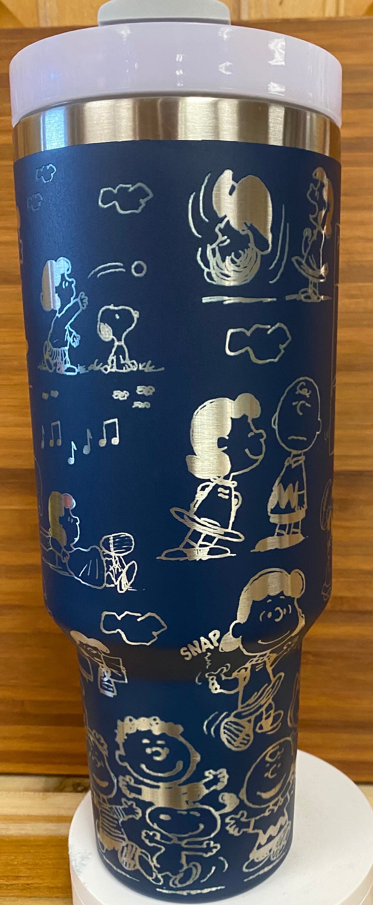 40 oz Laser Engraved Unbranded Tumbler Lucy Navy Blue