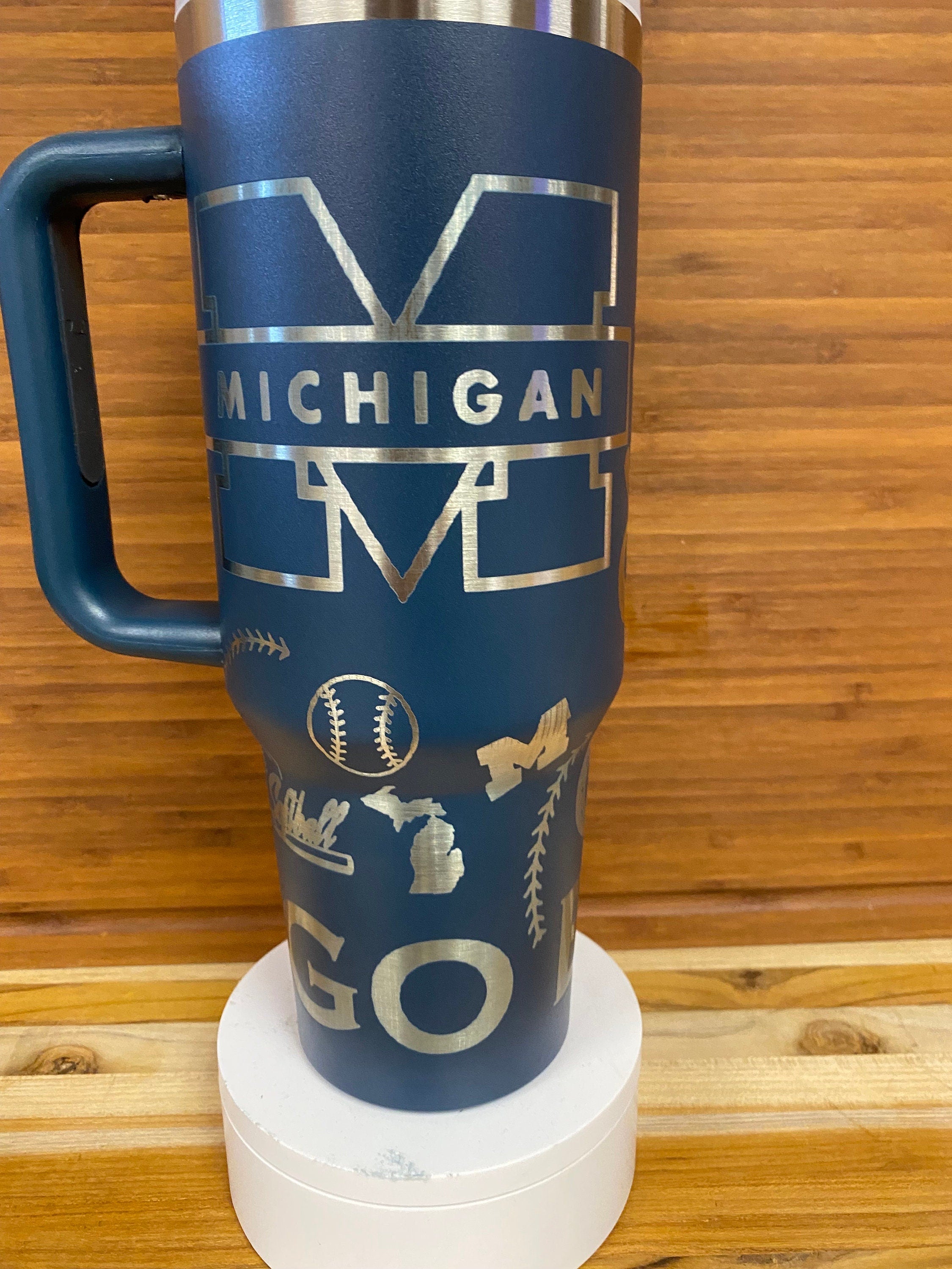 40 0z Laser Engraved Tumbler Softball Michigan