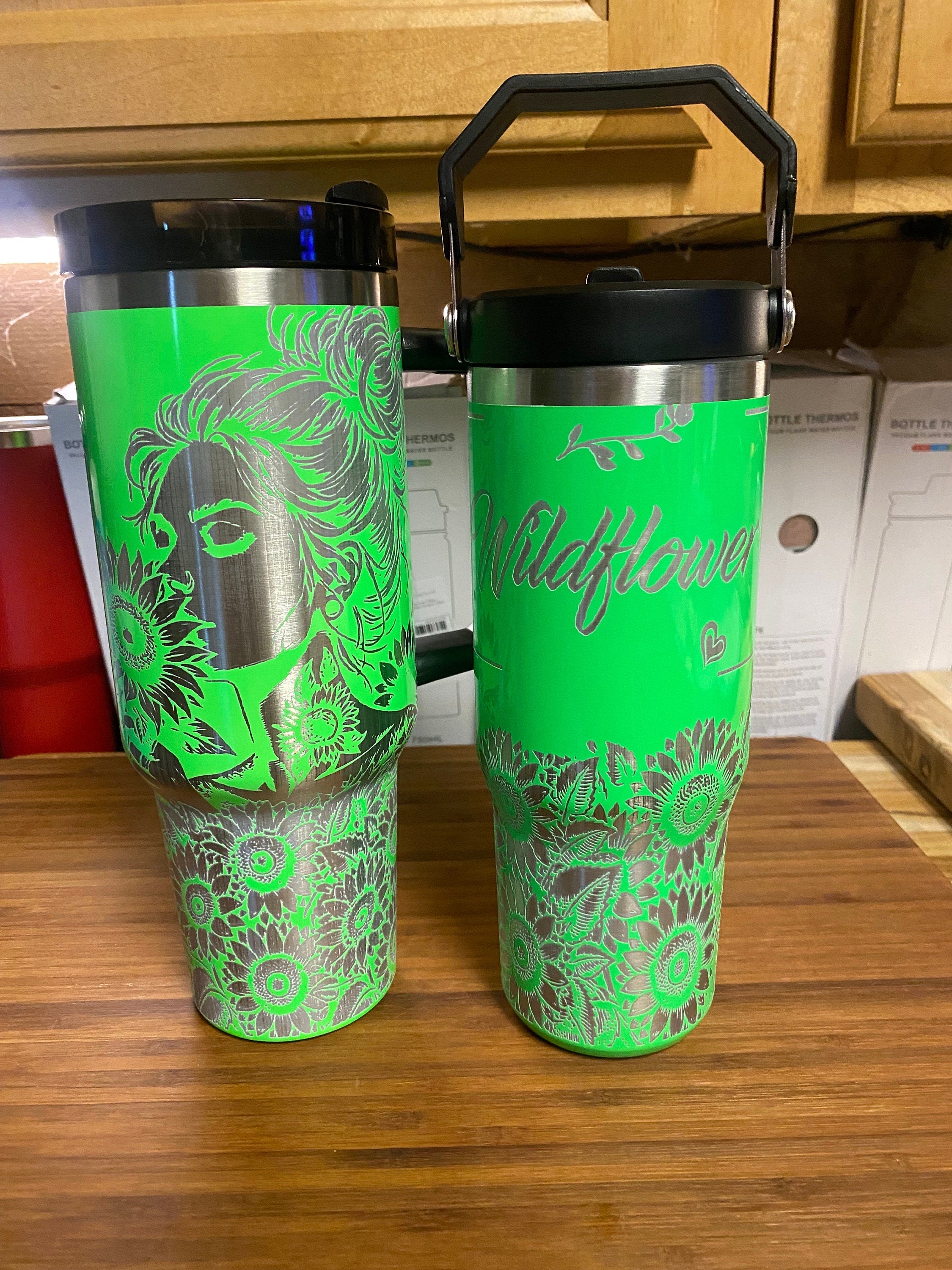 40 oz AND 30oz Laser Engraved Unbranded Tumbler Pair  Raising Wildflowers