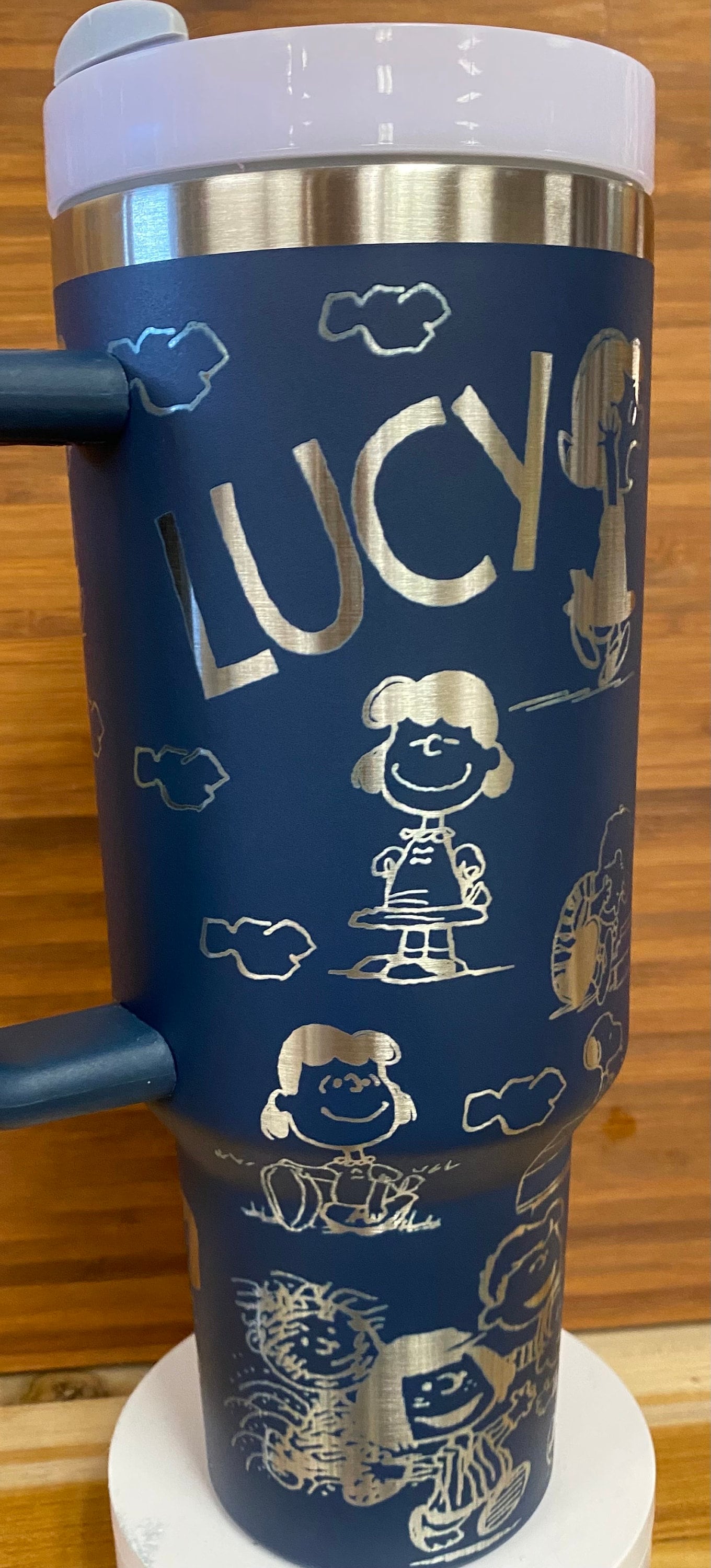 40 oz Laser Engraved Unbranded Tumbler Lucy Navy Blue