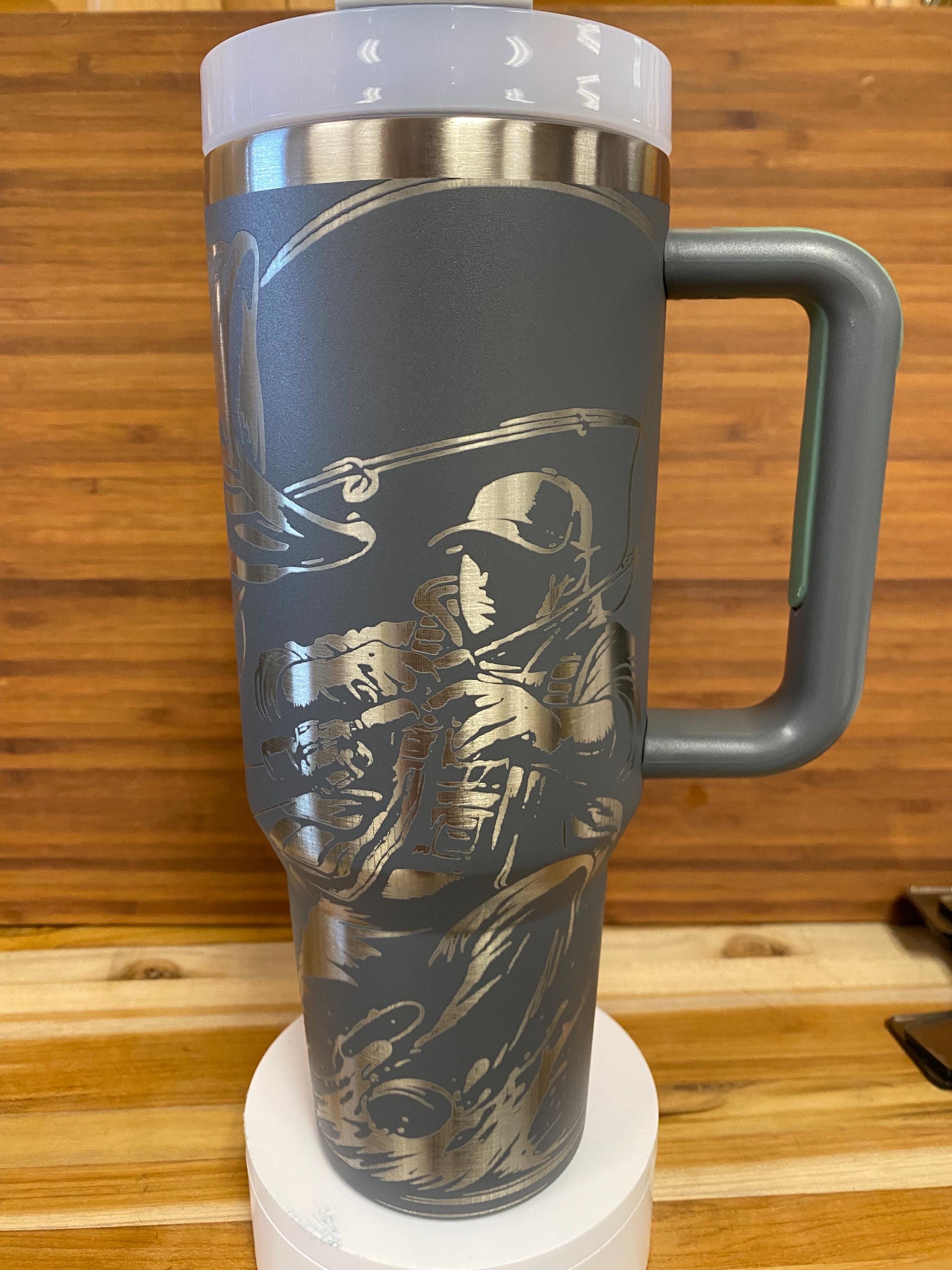 40 0z Laser Engraved Unbranded Tumbler Fishing