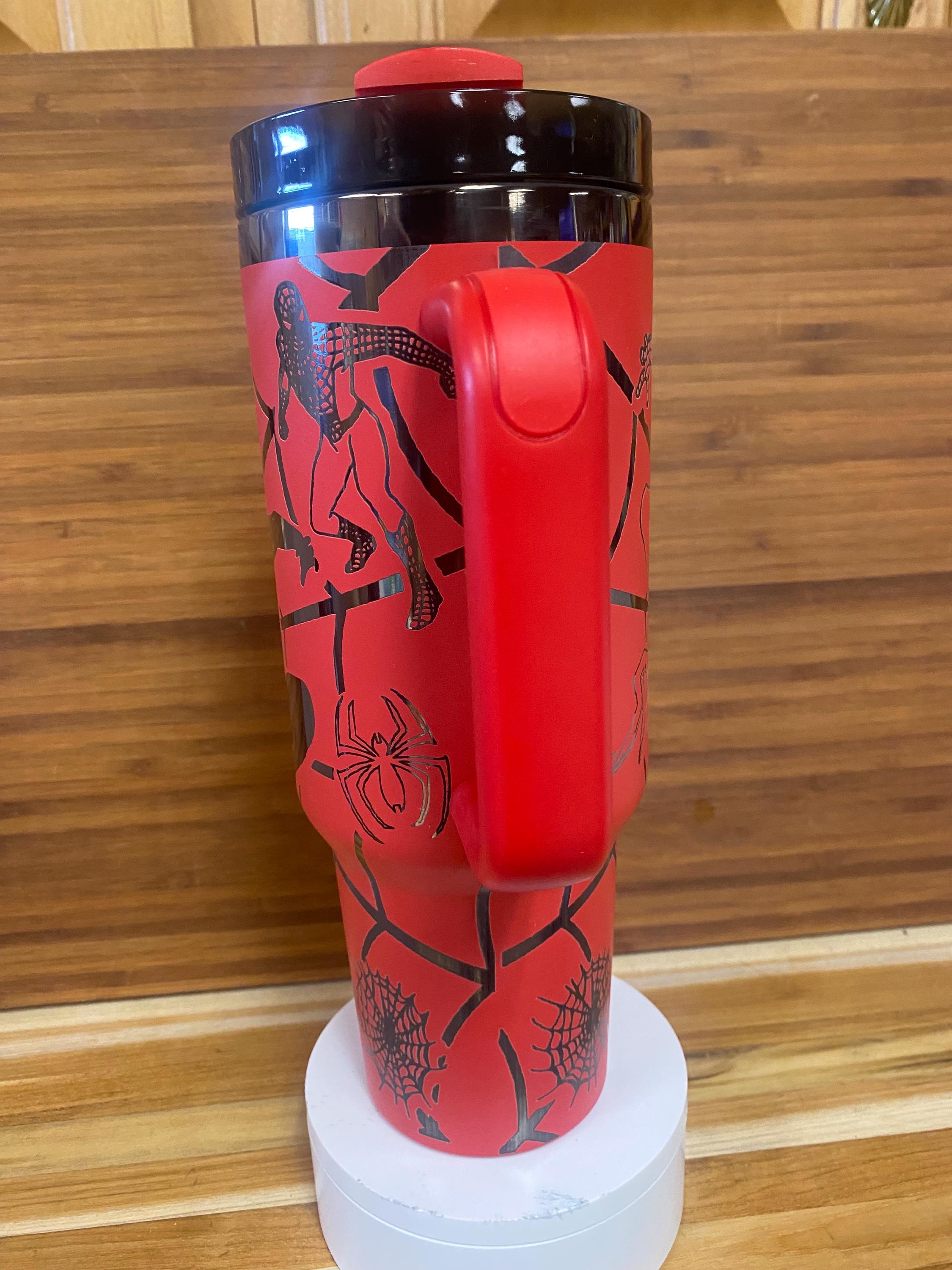 40 oz Laser Engraved Tumbler Spidey unbranded Red and Black