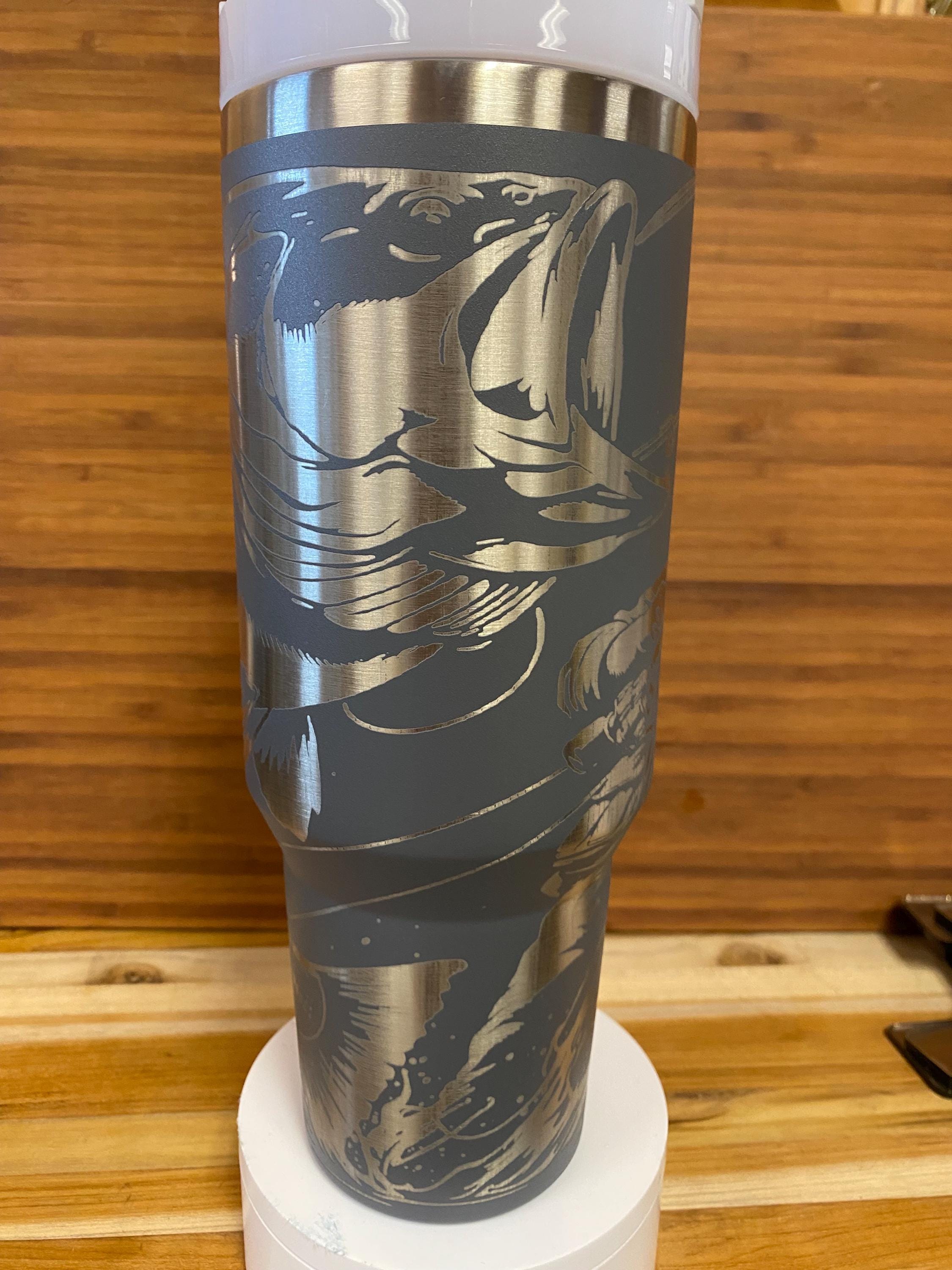 40 0z Laser Engraved Unbranded Tumbler Fishing