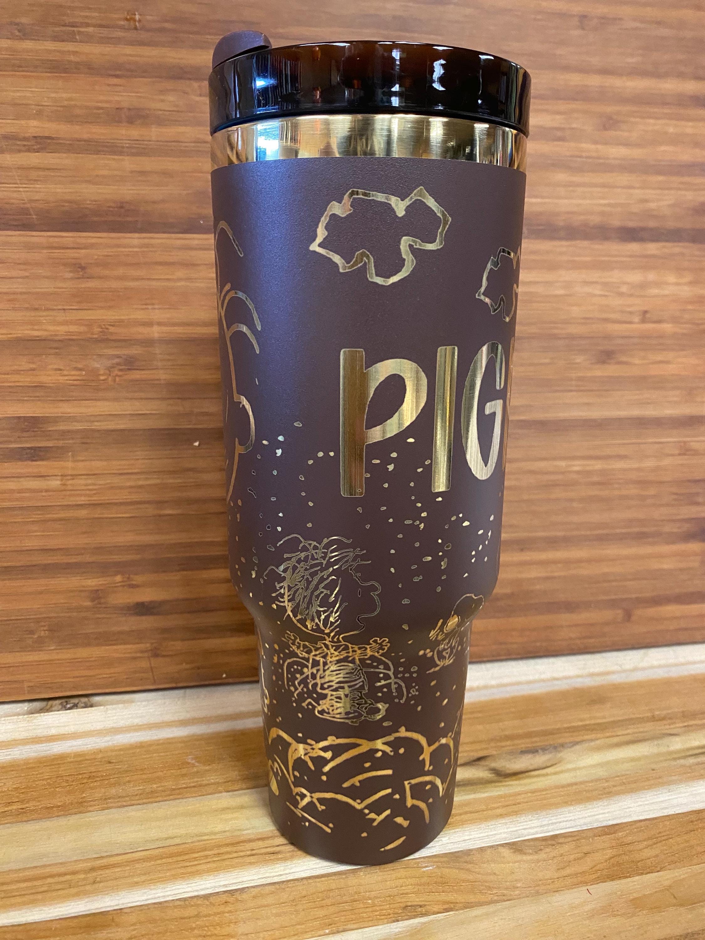 40 oz Laser Engraved Unbranded Tumbler PigPen Peanuts Chocolate Brown