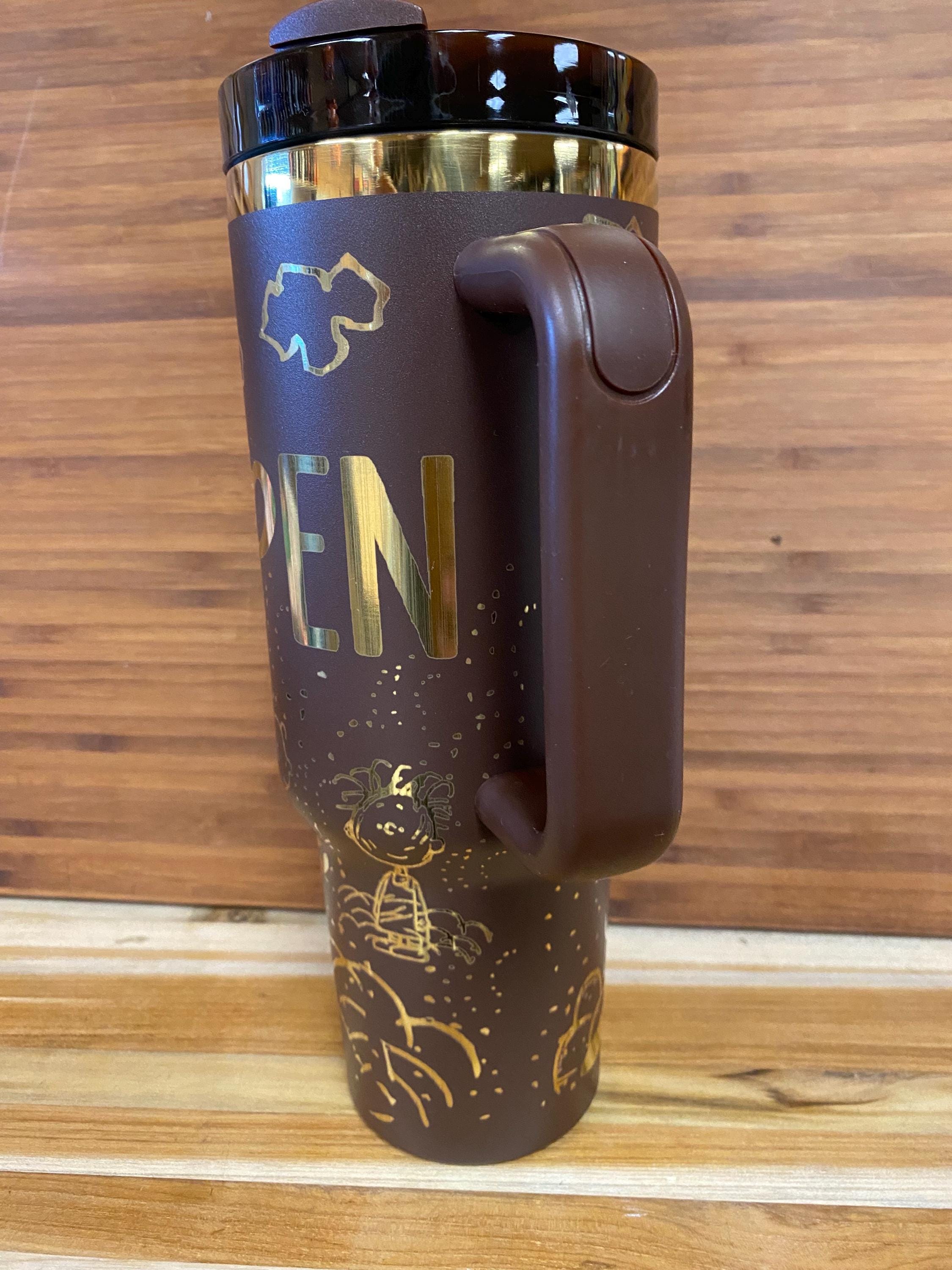 40 oz Laser Engraved Unbranded Tumbler PigPen Peanuts Chocolate Brown