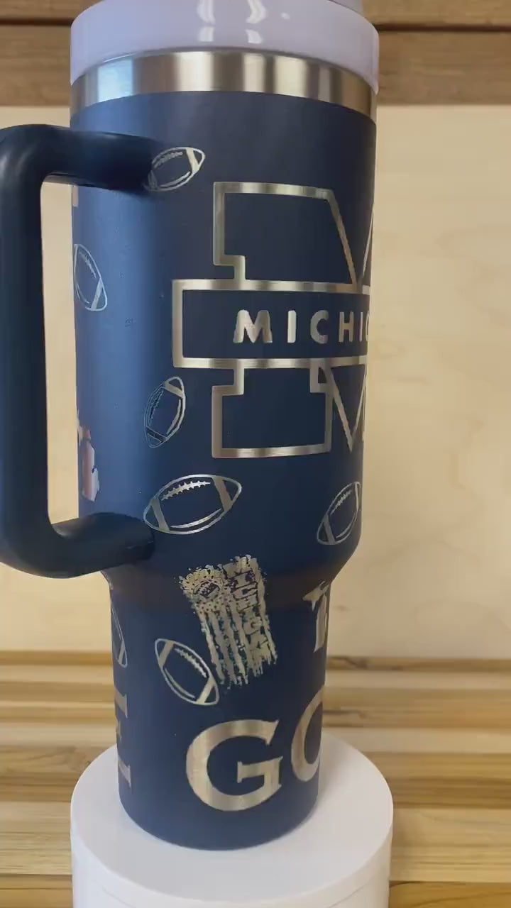 40 0z Laser Engraved Tumbler Michigan