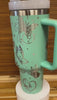 40 oz Laser Engraved Unbranded Tumbler Butterfly Teal