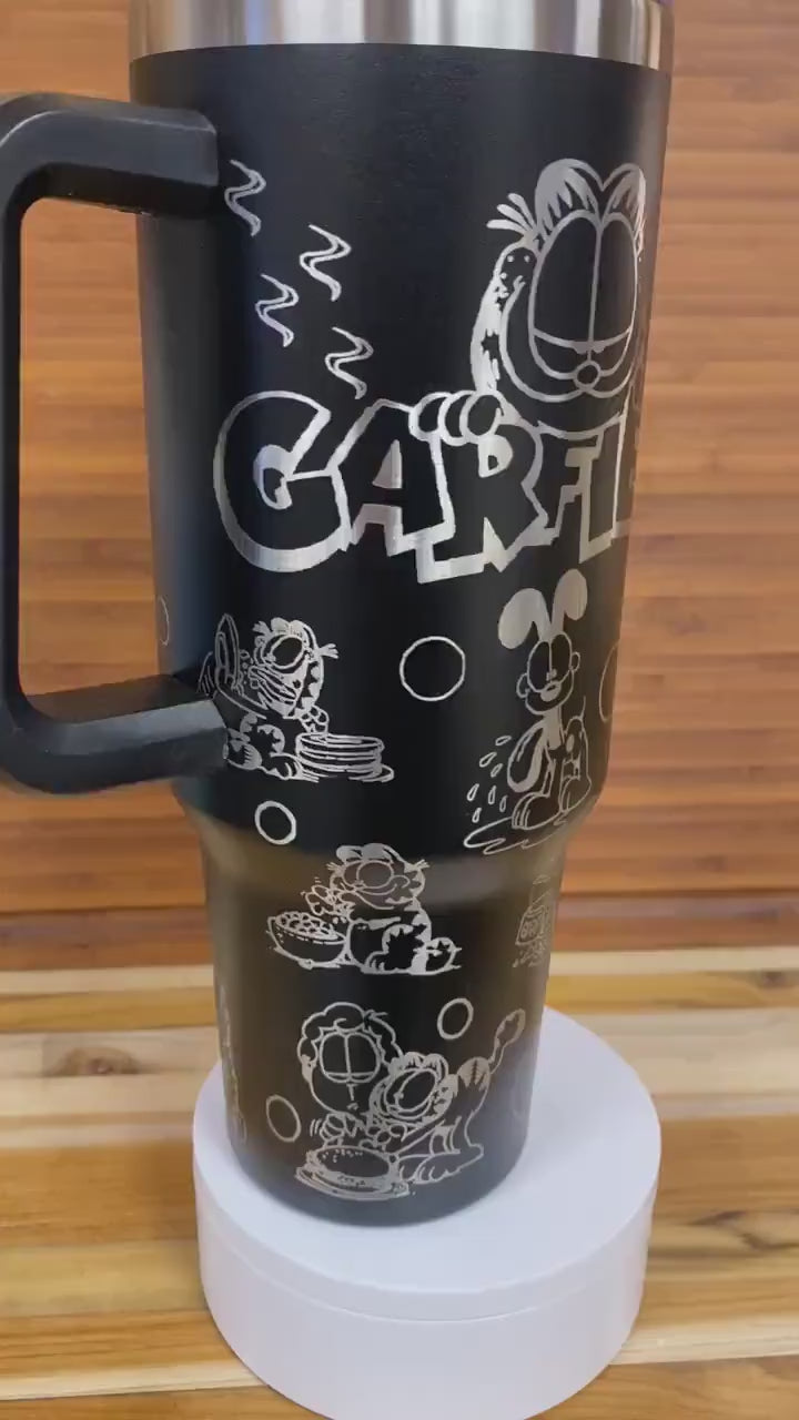 40 oz Laser Engraved Unbranded Tumbler Orange Cat Garfield